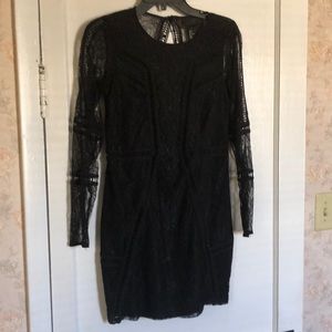 Black lace dress with long sleeves